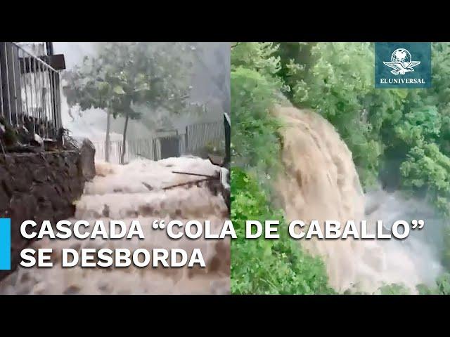 Se desborda cascada Cola de Caballo tras paso de “Alberto”