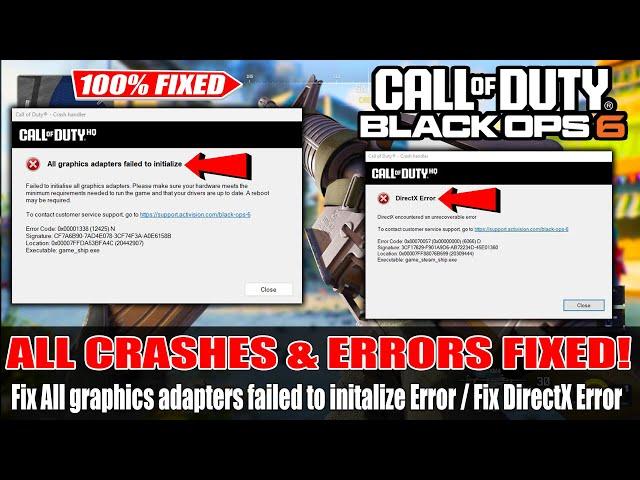 COD Black Ops 6 Fix DirectX Error | COD Black Ops 6 Fix All graphics adapters failed to initialize