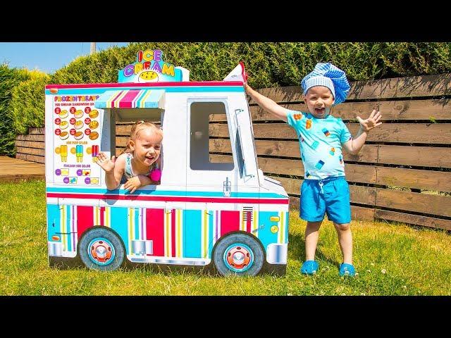 Gaby and Alex playing with Ice Cream Truck and pretend selling Ice Cream