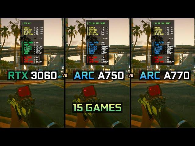 RTX 3060 12GB vs Arc A750 8GB vs A770 16GB | Test in 15 Games | 1080P & 1440P