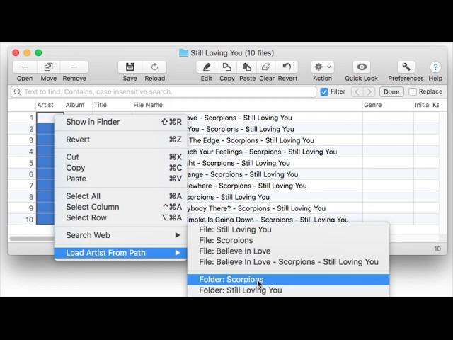 Extract ID3 tags from filenames & folder names on Mac with Tag Editor by Amvidia.