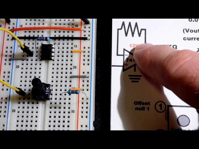 UA741 op amp 741 voltage follower circuit for DC step by step build