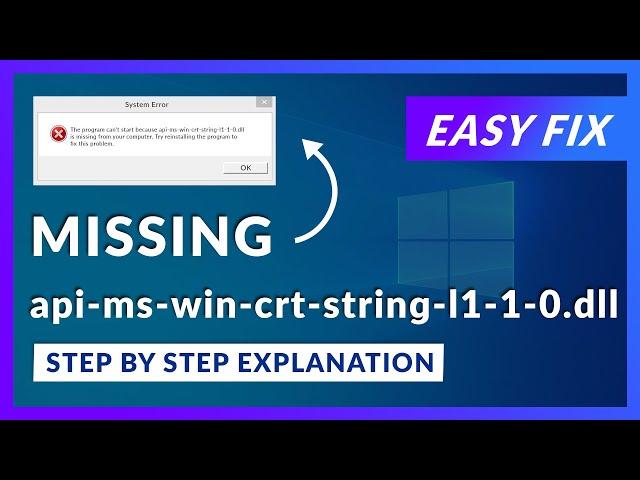 api-ms-win-crt-string-l1-1-0.dll Missing Error | How to Fix | 2 Fixes | 2021