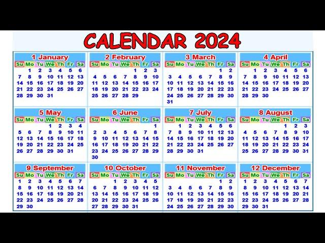 Calendar 2024 with Holidays | Kalendar 2024 | Hindu festival with holidays 2024 | Calendar 2024