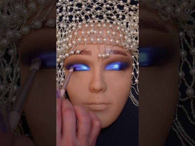 ASMR Rich Blue Glam Makeup Application on Mannequin #shorts #asmr