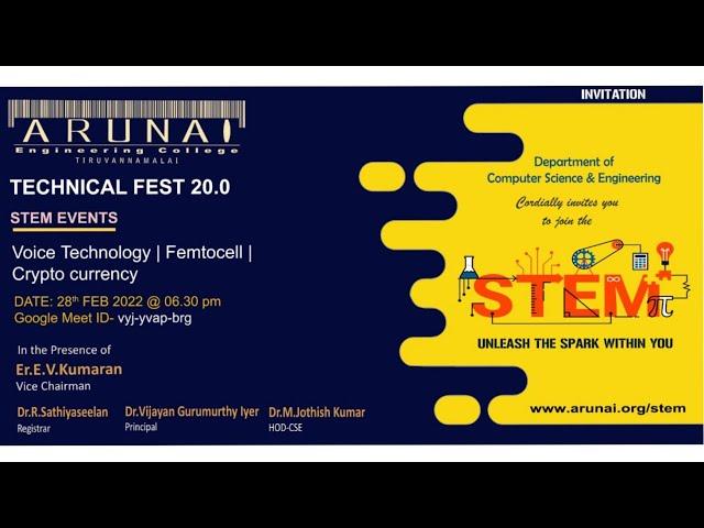 TECHNICAL FEST | STEM -20.0 | 1504 - ARUNAI ENGINEERING COLLEGE | DEPARTMENT OF CSE | TIRUVANNAMALAI