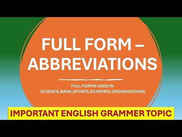 Full form of useful ABBREVIATIONS//English Grammar ( Explained in Assamese)