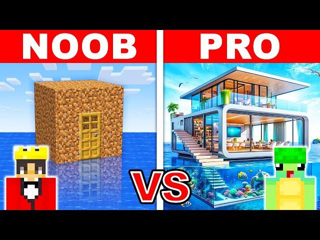 NOOB vs PRO: MODERN WATER HOUSE Build Challenge in Minecraft