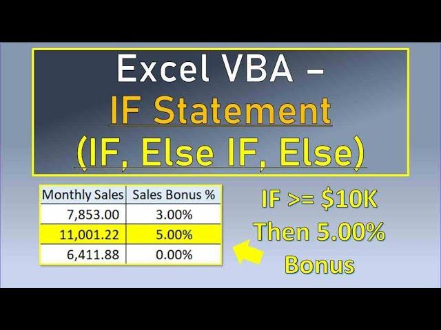 Excel VBA IF, Else IF, Else