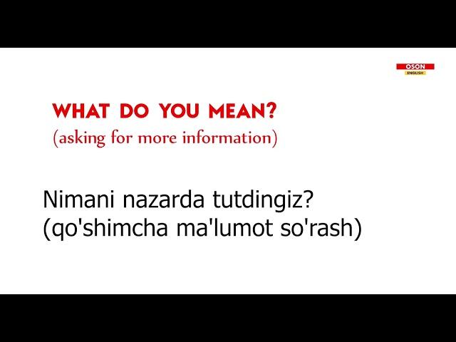 TUSHUNTIRISHNI SO'RASH USULLARI.  INGLIZ TILI MUSTAQIL O'RGANISH 10 TA SO'Z! English Uzbek words