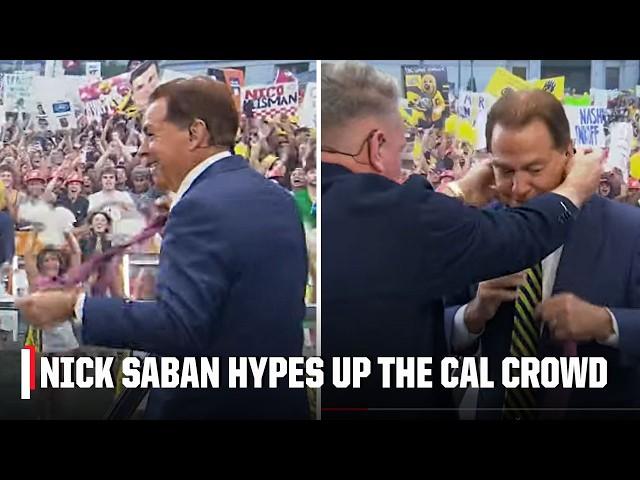 Cal fans GO BERSERK as Nick Saban removes Stanford red tie  | College GameDay