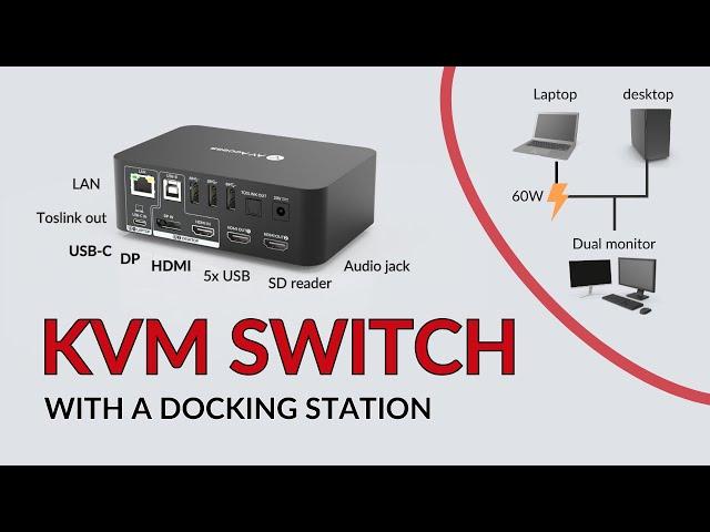 KVM Switch with Docking Station for 4K Dual Monitors (iDock C10)