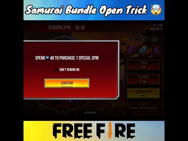 I Got Samurai Bundle Only 1 Spin  1 Spin Trick | Samurai Bundle Return | #shorts #freefire #viral