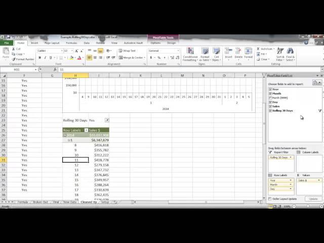 Excel - Add Rolling 30 Days Filter to Pivot Chart or Pivot Table