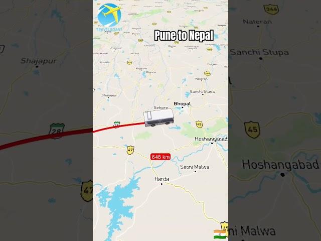 Pune to Nepal #shortvideo #travel #travelguide #map #travelmap #travelplanner #shortsfeed #shorts