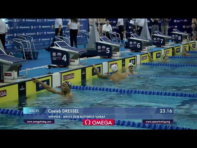 Michael Andrew & Caeleb Dressel at Phillips 66 International Team Trials - Men's 50m Fly Prelims