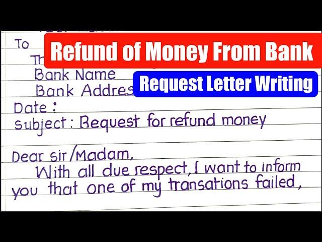 Write Application to Bank Manager for Refund Money|Cash not received but amount debited from account