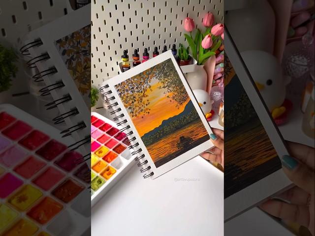 Sunset painting using Himi jelly gouache #art #shortviral #painting #himigouache #artshorts