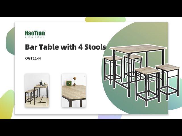 HaoTian Bar Table with 4 Stools | Bar Set | Dining Set | Bar Table with Stools | OGT11-N