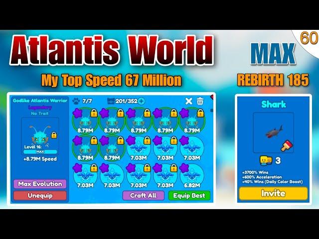 Atlantis World | HIGH SPEED : 67 M | Shark CAR - Rabirth 185 & Race Clicker #60