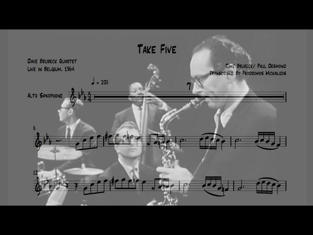 Take Five - Paul Desmond transcription/ from Dave Brubeck's Quartet live in Belgium