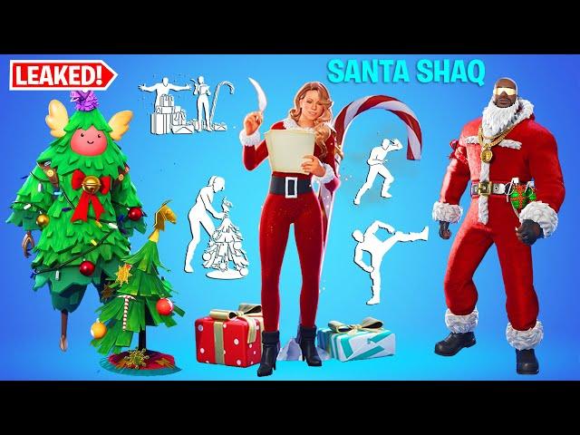 Legendary Fortnite Dances & Emotes With Leaked Skins! (FREE Santa Shaq, Mariah, Guffmas Tree)