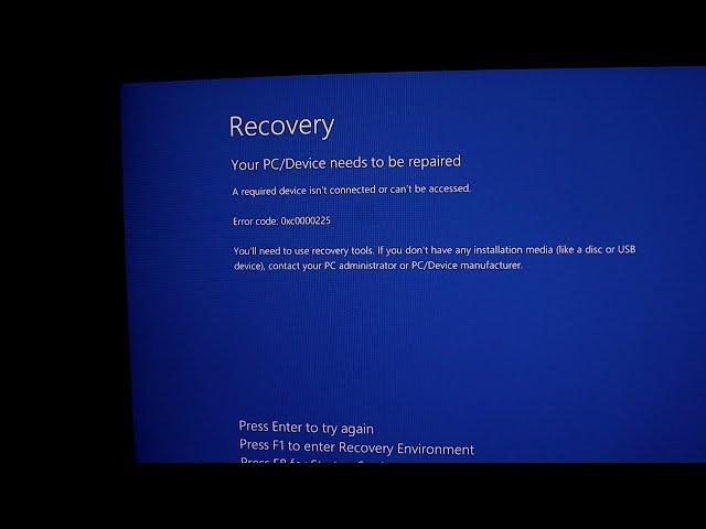 Fix Blue Screen Error 0xc0000225 Your PC Device needs to be repaired