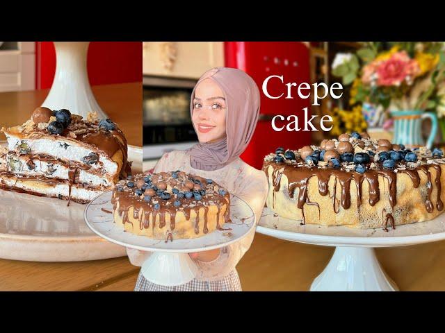 كريب كيك بأسهل طريقة وبدون فرن crepe cake- no oven, anyone can make!