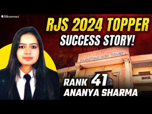 RJS 2024 Toppers Talk | Ananya Sharma (Rank 41) | Rajasthan Judicial Services 2024| Success Story