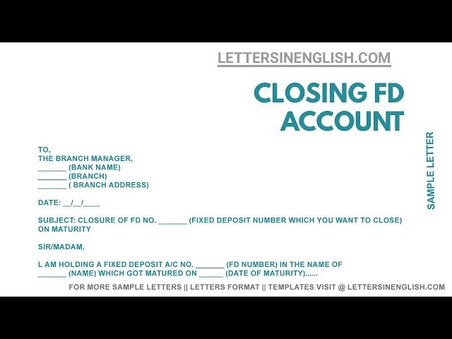 Application for Closure of Fixed Deposit (FD) Account