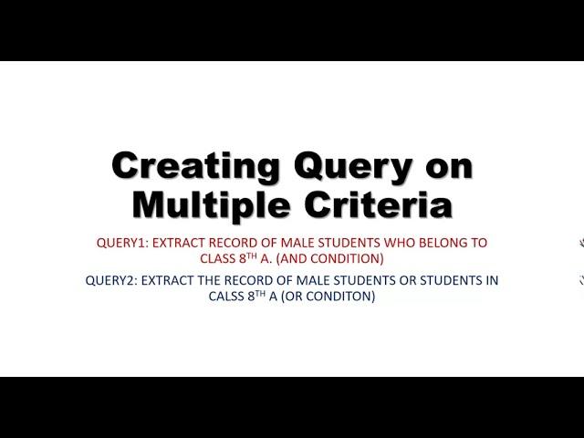 Creating Query on Multiple Criterion Ms Access