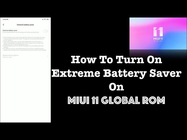 Turn On MIUI 11 Global ROM Ultra Battery Saver