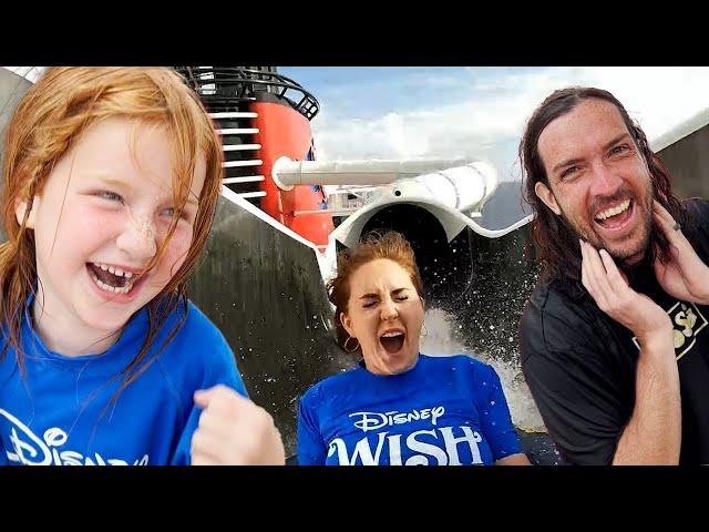 DiSNEY WiSH Family Cruise Ship!! New Water Slide Review of Aqua Mouse! Kids Swimming Disney's island