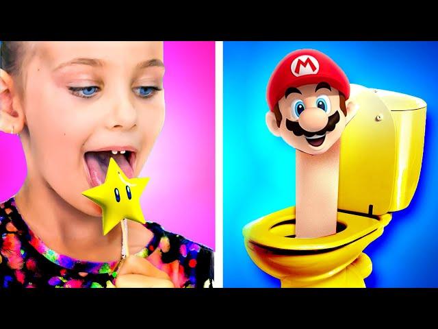 Little Mario is Scared of the Toilet! Super Mario Parenting Hacks & Gadgets by Oh Wow!