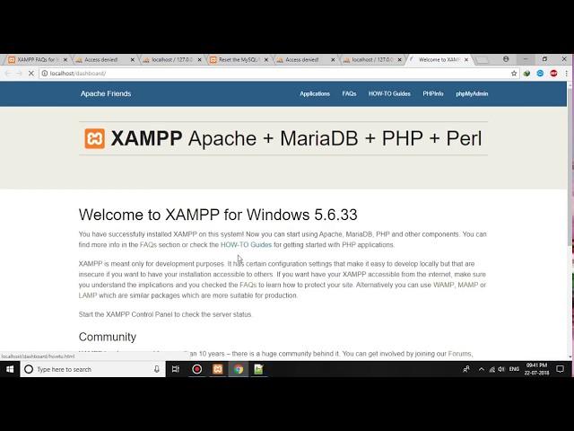 Change / Reset XAMPP default root password