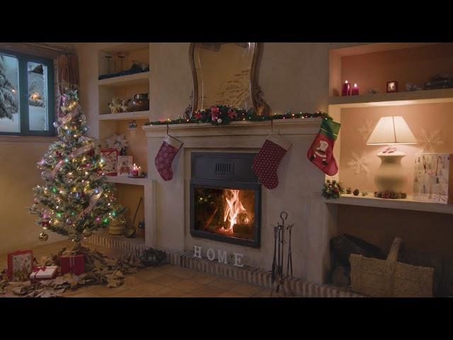 4K Fireplace  Christmas, Blizzard, Crackling Sounds & Cozy Ambience・6 HOURS・ASMR