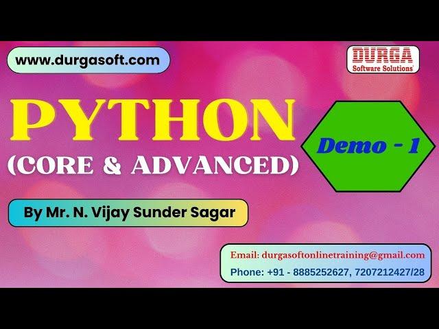 PYTHON tutorials || Demo - 1 || by Mr. N. Vijay Sunder Sagar On 18-07-2024 @7PM IST