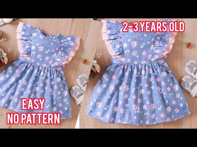 Very easy dress cutting and sewing//for 2-3 years//no pattern//sewing is easy