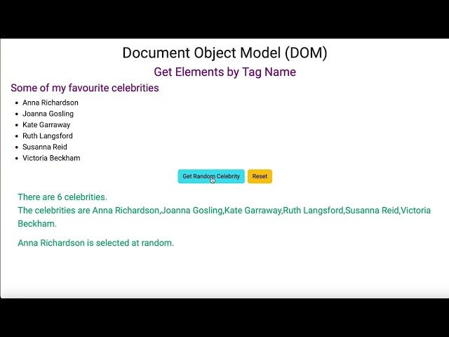 Document Object Model (DOM) - Get Elements by Tag Name