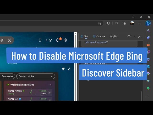 How to Disable Microsoft Edge Bing Discover Sidebar