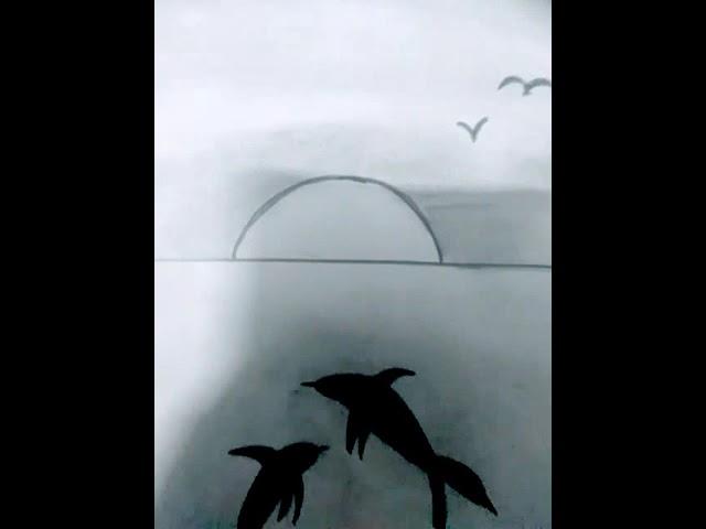 Beautiful drawing on beach scene #Yuvisplayworld #ytshorts #shortvideo