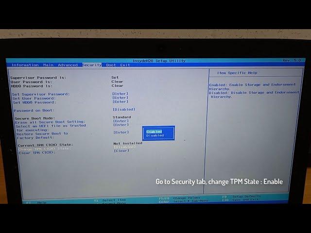 How To Enable UEFI Security Boot and TPM 2.0 on Acer laptop