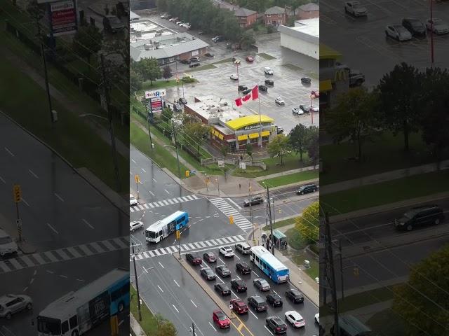 iPhone 14 Pro Max Video of YRT 23 Bus Turning onto Busy Toronto Avenue. Bonus Rain ASMR. #shorts