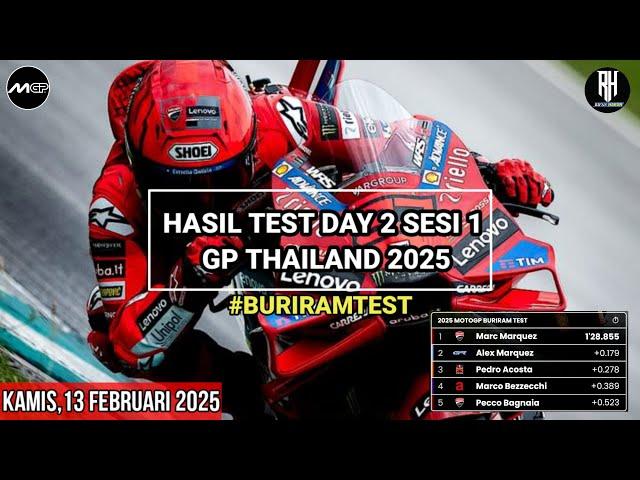 Hasil Tes Motogp Thailand 2025 Hari ini ~Day 2 Sesi ke 1~Hasil Buriram Test 2025~Jadwal Motogp 2025