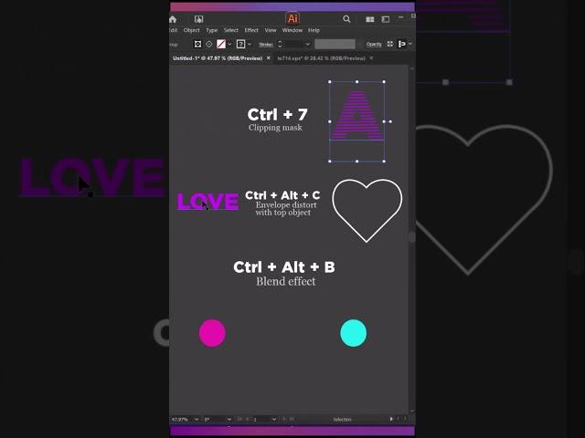 Keyboard Shortcuts in Adobe illustrator part 4