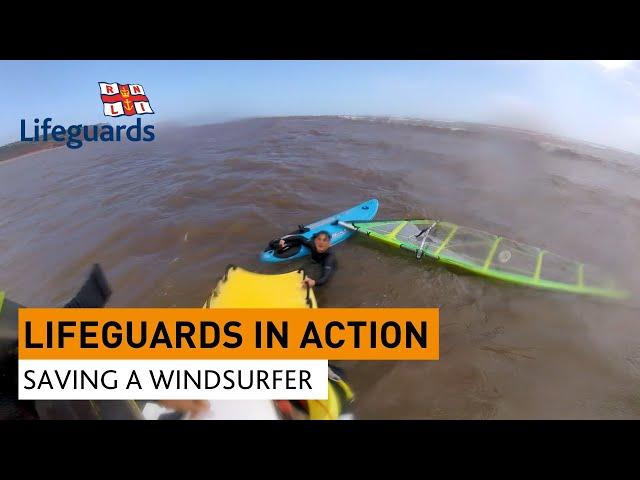 RNLI Lifeguard rescues young windsurfer in difficulty