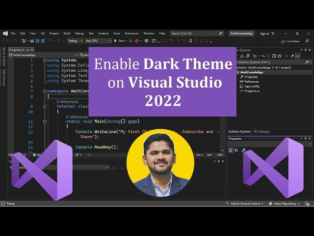 How to Enable Dark Theme on Visual Studio 2022 | Amit Thinks