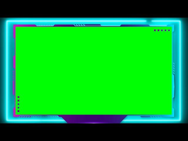 Green Screen neon Frame, border, moldure, chroma key frame,neon border, face cam 4K 1