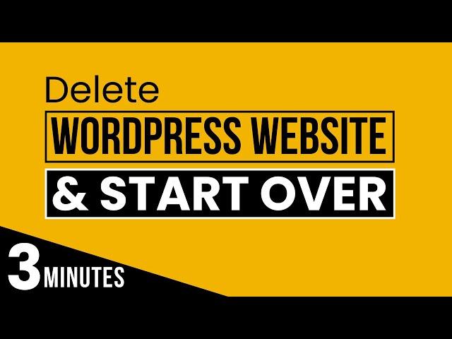 How To Delete Wordpress Website And Start Over 2024 | Delete Wordpress Site And Start Again