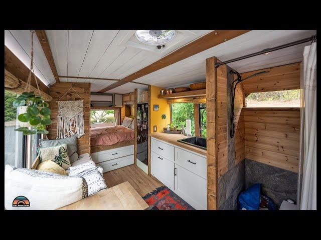 Gorgeous DIY Short Bus W/ Shower, Toilet & AC - Their Off Grid Tiny House